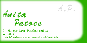anita patocs business card